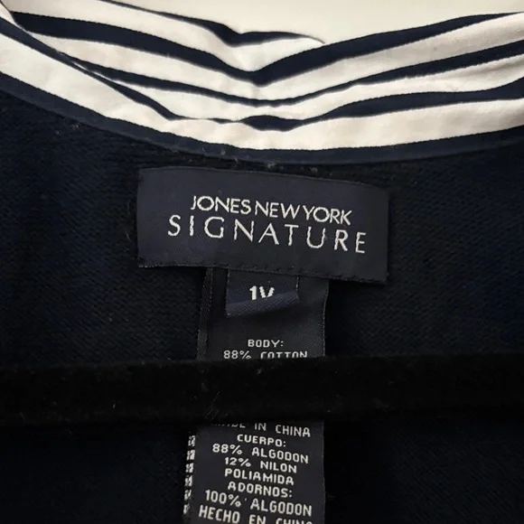 Lands' End Dark Blue Shirt with Striped Accents - Picture 2 of 2